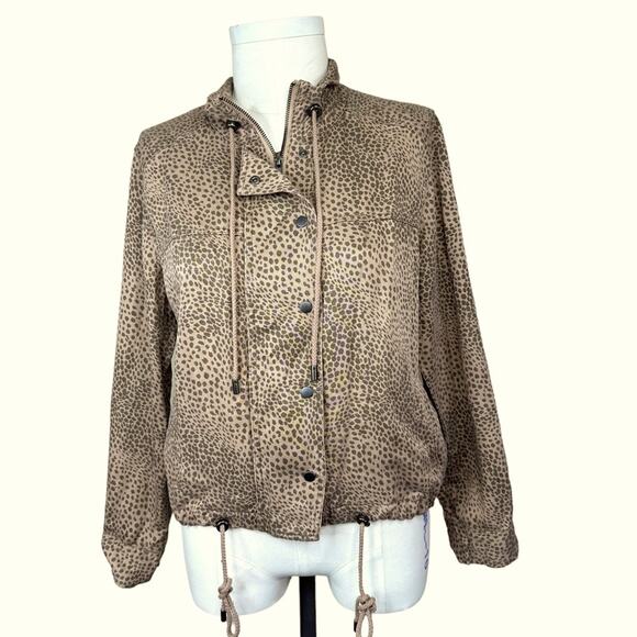 RAILS Tennessee Tawny Spots Brown Tan Linen Blend Cheetah Jacket Womens Size M - Picture 2 of 16